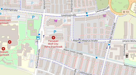 Physiotherapie auf Satellitenbild