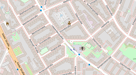 Physiotherapie auf Satellitenbild