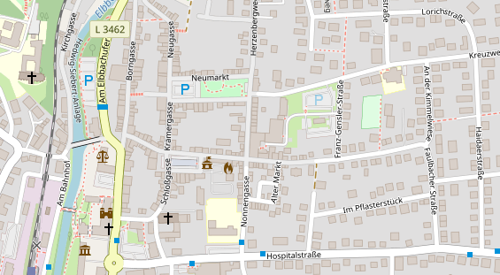 Physiotherapie auf Satellitenbild