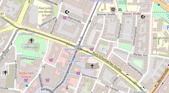 Physiotherapie auf Satellitenbild