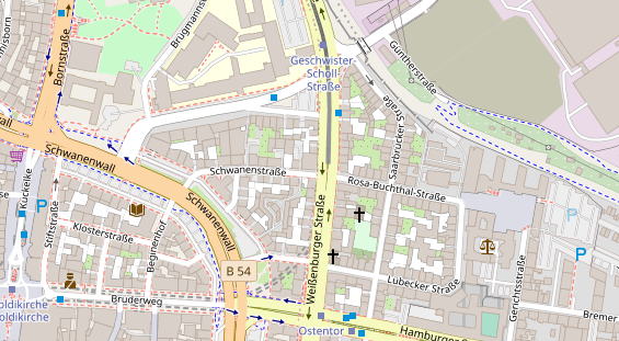 Physiotherapie auf Satellitenbild