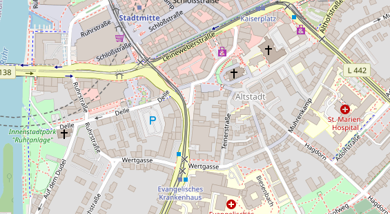 Physiotherapie auf Satellitenbild