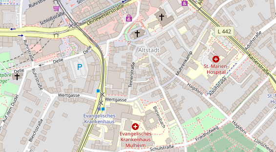 Physiotherapie auf Satellitenbild