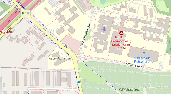 Physiotherapie auf Satellitenbild