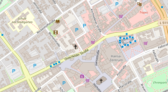 Physiotherapie auf Satellitenbild