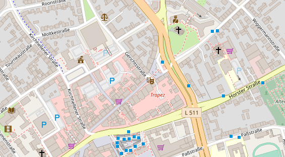 Physiotherapie auf Satellitenbild