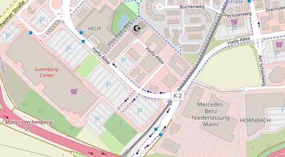 Physiotherapie auf Satellitenbild