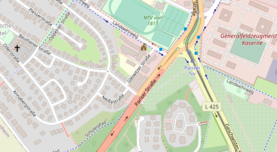 Physiotherapie auf Satellitenbild