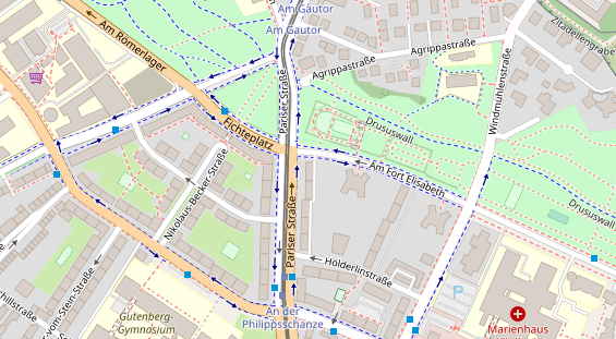 Physiotherapie auf Satellitenbild