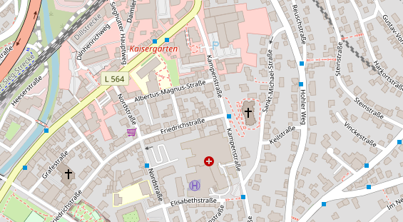 Physiotherapie auf Satellitenbild