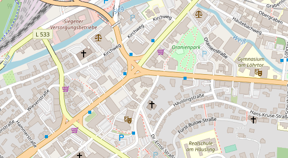 Physiotherapie auf Satellitenbild