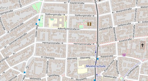 Physiotherapie auf Satellitenbild