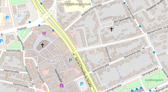 Physiotherapie auf Satellitenbild