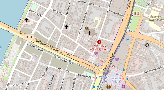 Physiotherapie auf Satellitenbild