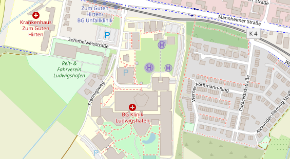 Physiotherapie auf Satellitenbild