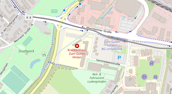 Physiotherapie auf Satellitenbild