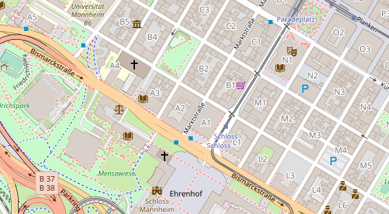 Physiotherapie auf Satellitenbild