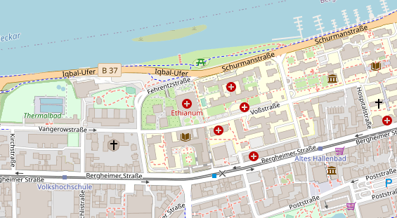 Physiotherapie auf Satellitenbild