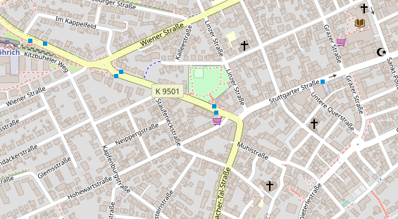 Physiotherapie auf Satellitenbild