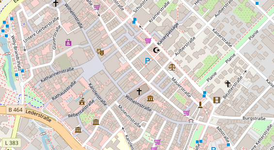 Physiotherapie auf Satellitenbild