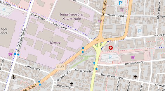 Physiotherapie auf Satellitenbild