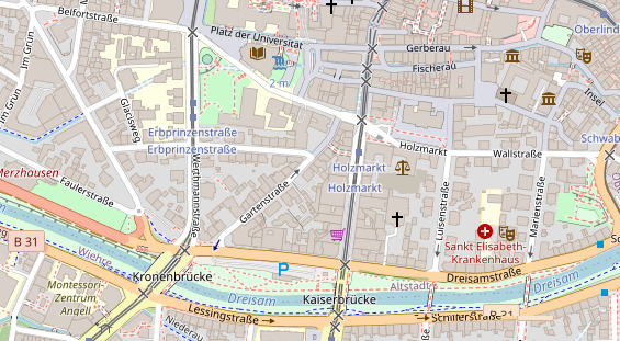 Physiotherapie auf Satellitenbild