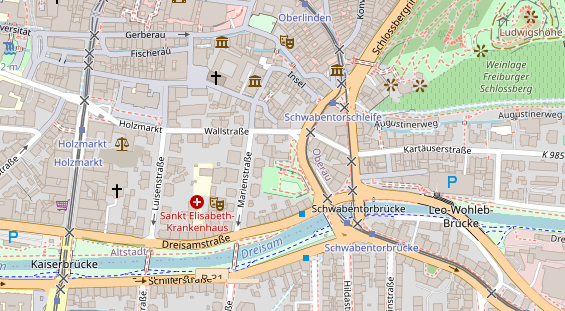 Physiotherapie auf Satellitenbild