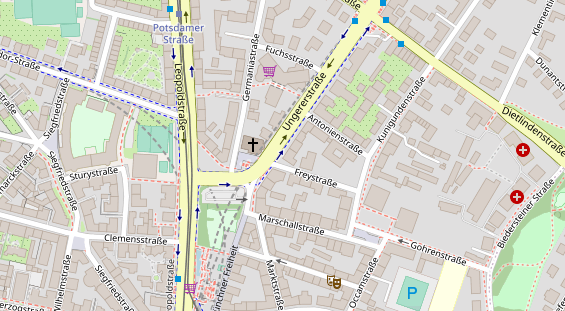 Physiotherapie auf Satellitenbild