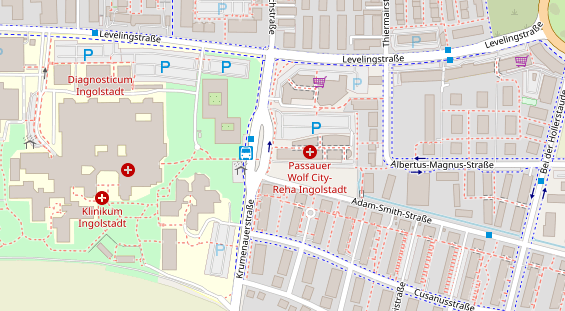 Physiotherapie auf Satellitenbild