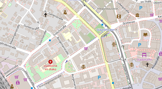 Physiotherapie auf Satellitenbild