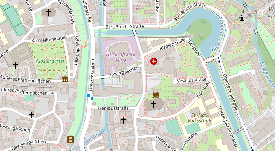 Physiotherapie auf Satellitenbild