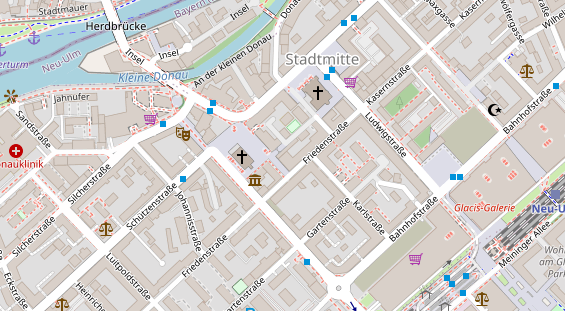 Physiotherapie auf Satellitenbild