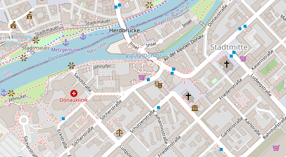 Physiotherapie auf Satellitenbild