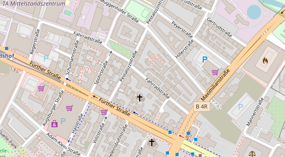 Physiotherapie auf Satellitenbild