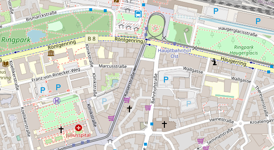 Physiotherapie auf Satellitenbild