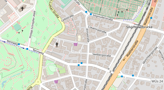 Physiotherapie auf Satellitenbild