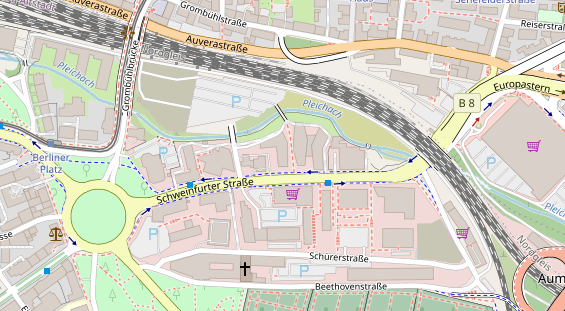 Physiotherapie auf Satellitenbild