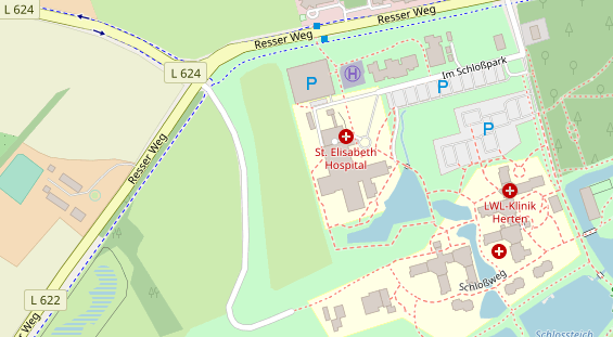 Physiotherapie auf Satellitenbild