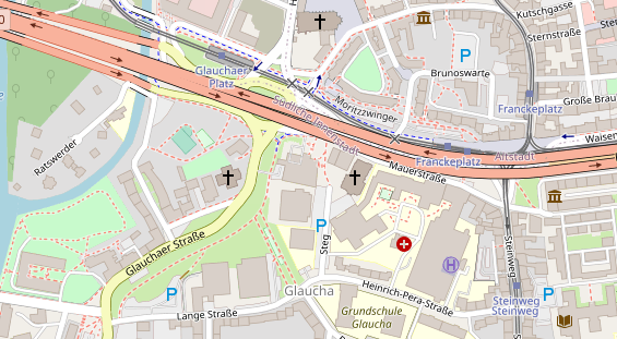 Physiotherapie auf Satellitenbild