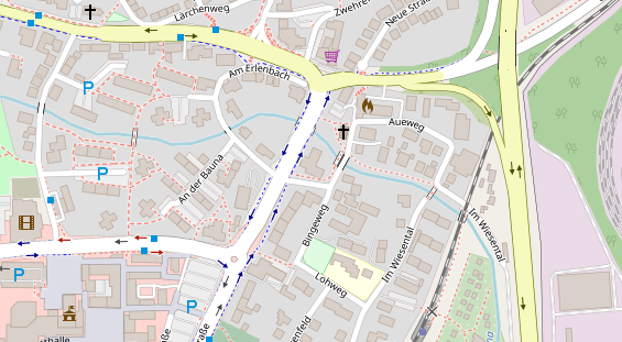 Physiotherapie auf Satellitenbild