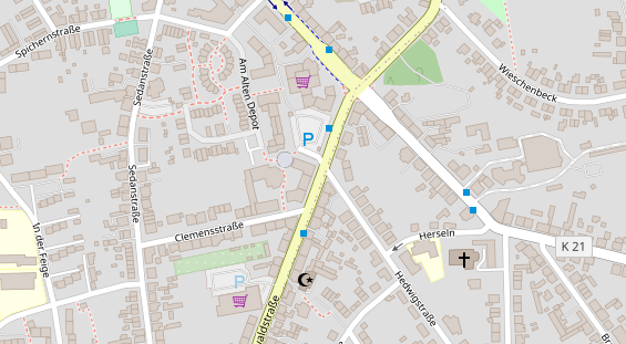 Physiotherapie auf Satellitenbild