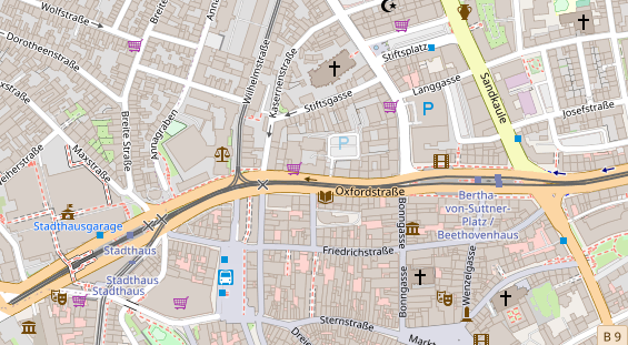 Physiotherapie auf Satellitenbild