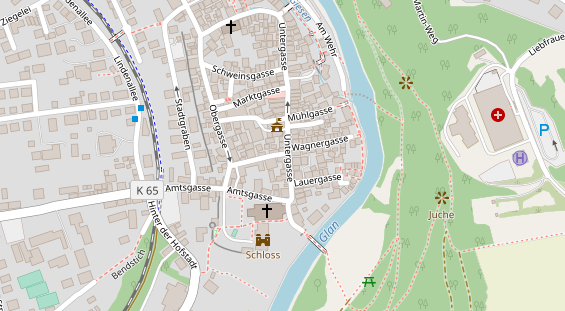 Physiotherapie auf Satellitenbild