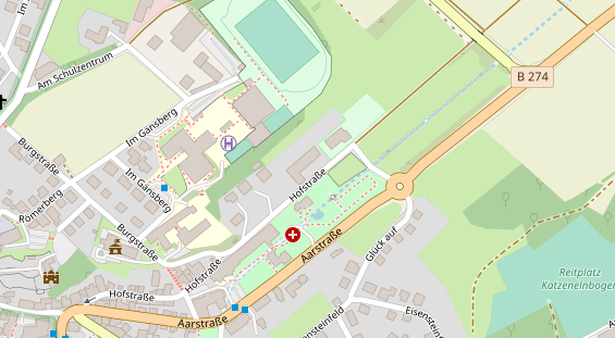 Physiotherapie auf Satellitenbild