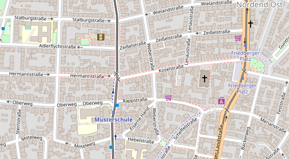 Physiotherapie auf Satellitenbild