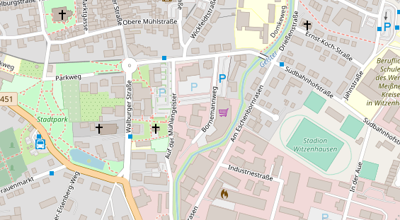 Physiotherapie auf Satellitenbild