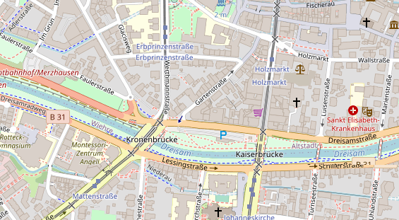 Physiotherapie auf Satellitenbild