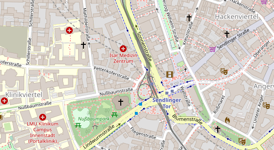 Physiotherapie auf Satellitenbild