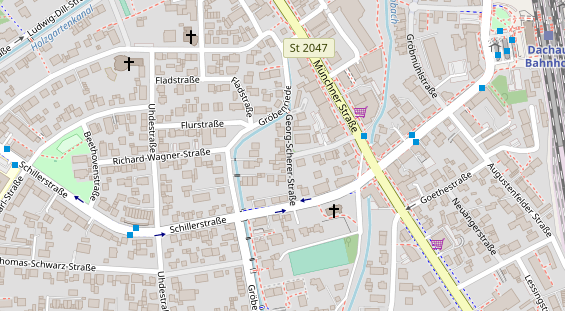 Physiotherapie auf Satellitenbild