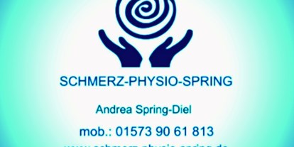 Physiotherapeut - Therapieform: manuelle Therapie - Hessen Süd - Logo SCHMERZ-PHYSIO-SPRING  - Physiotherapie in Privatpraxis Andrea Spring-Diel  Zusatzqualifikation zur: Schmerz -Physio-Therapie